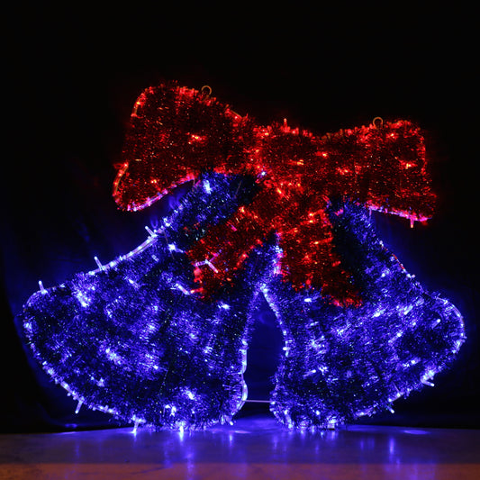 Juleklokke LED lys - Rød og Blå - 73x55cm
