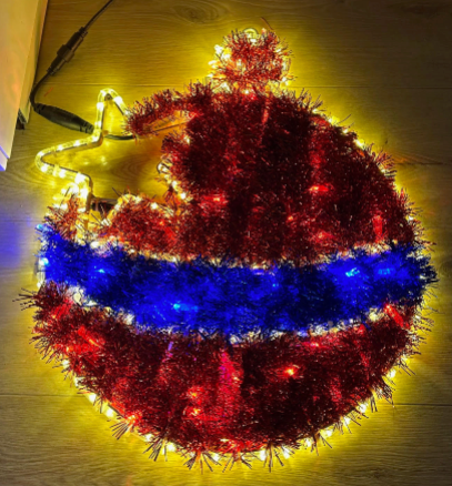 Julepynt LED lys - Rød og Varm hvid - 60x55cm