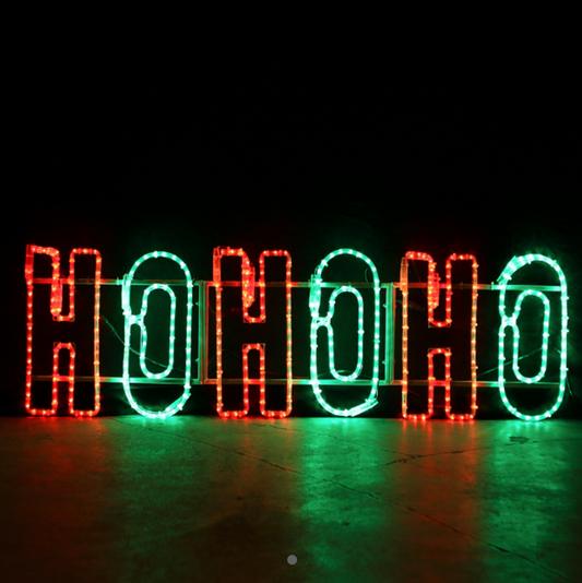HO HO HO LED juleskilt - 150x38 Rød og Grøn