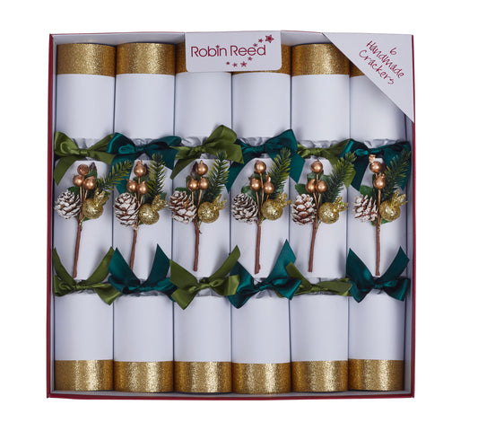 Julekrakkere - Hvid med guld - 6 pcs x 30 cm