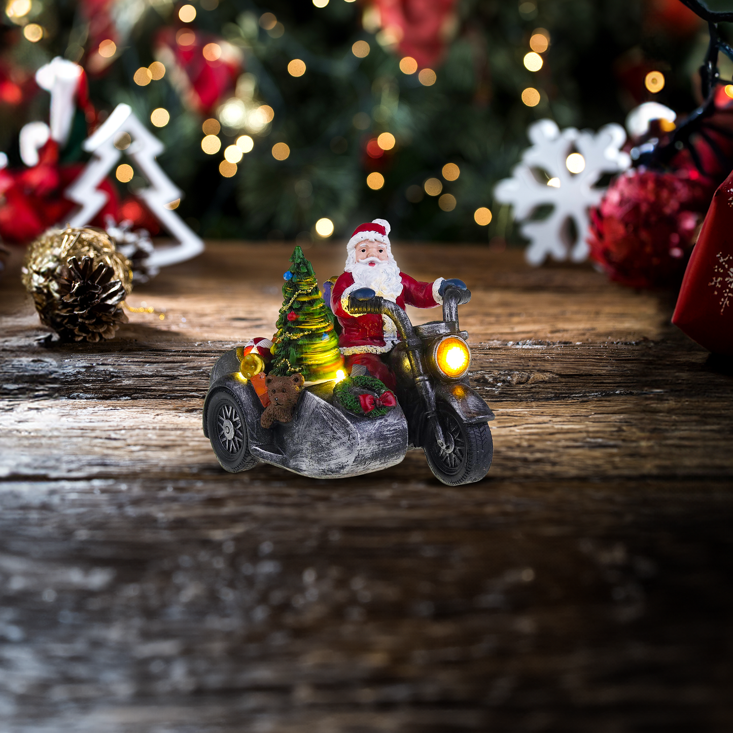 Julemanden på motorcykel med sidevogn - Christmas Village