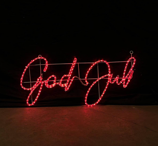 God Jul LED skilt - Rød 100x48 cm